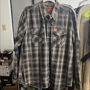 Dixxon “DXN-FR” The Wildland FR Men's Green and Gray Plaid Flannel Shirt